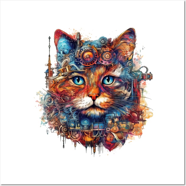 Steampunk Cat Wall Art by erzebeth